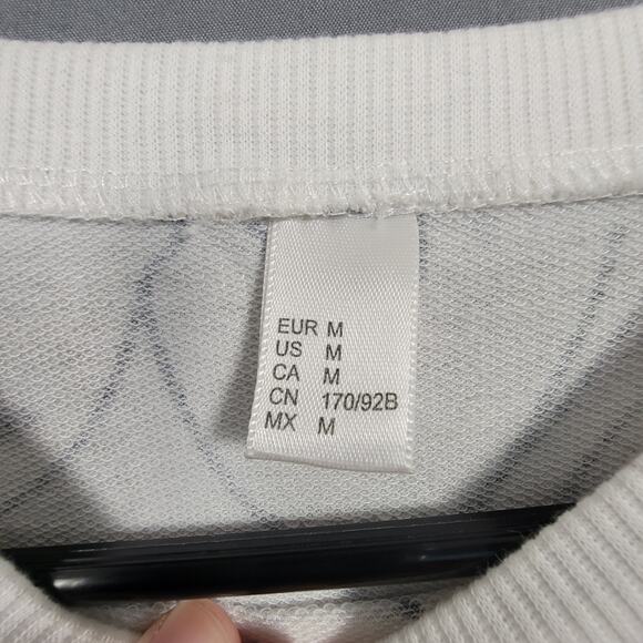 Abstract Face Line Art Print Sweatshirt White Graphic Crewneck Medium - Picture 5 of 6